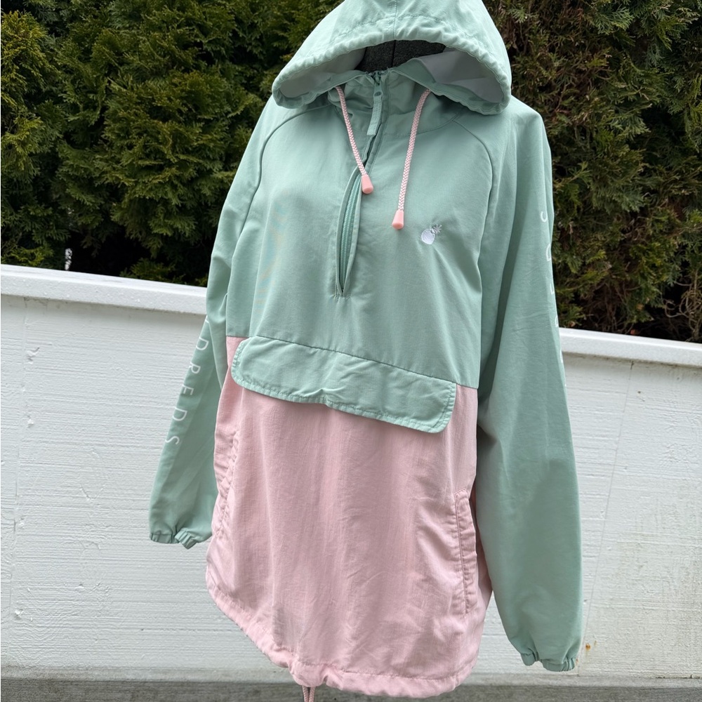 The Hundreds Colorblock Windbreaker Anorak - Mint/Pink - Size Large